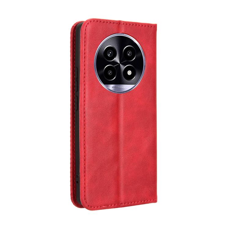 For Realme 14 Pro Lite 5G Magnetic Buckle Retro Texture Leather Phone Case
