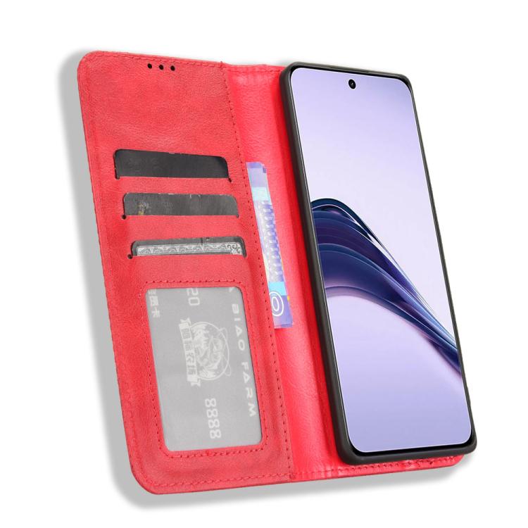 For Realme 14 Pro Lite 5G Magnetic Buckle Retro Texture Leather Phone Case