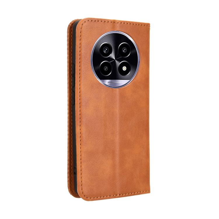 For Realme 14 Pro Lite 5G Magnetic Buckle Retro Texture Leather Phone Case
