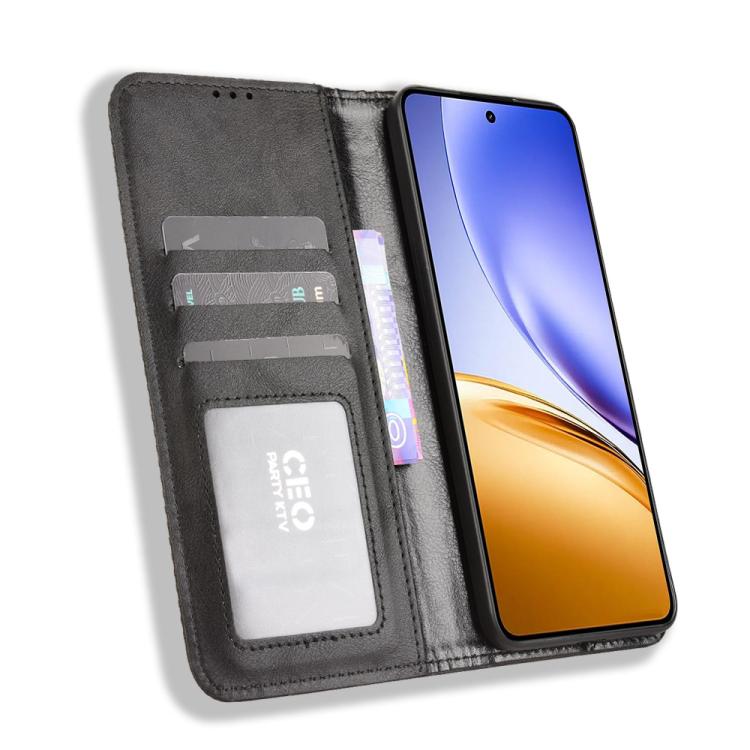 For Realme 14 5G Magnetic Buckle Retro Texture Leather Phone Case