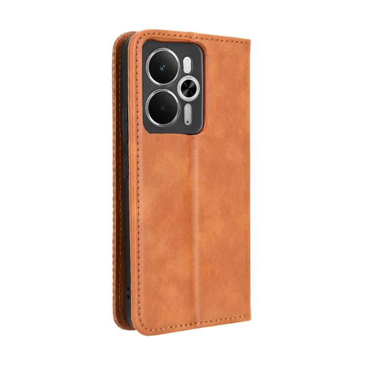 For Realme 14 5G Magnetic Buckle Retro Texture Leather Phone Case