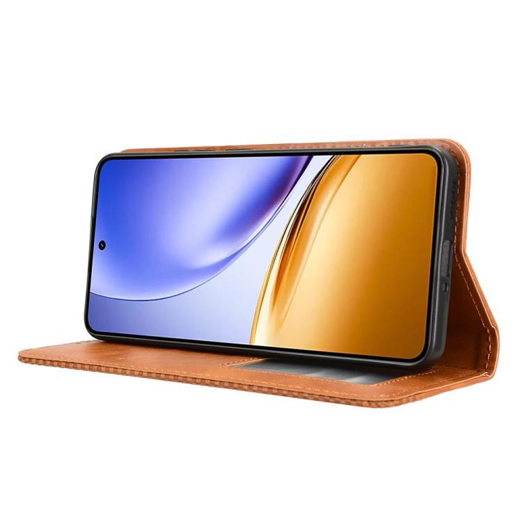 For Realme 14 5G Magnetic Buckle Retro Texture Leather Phone Case