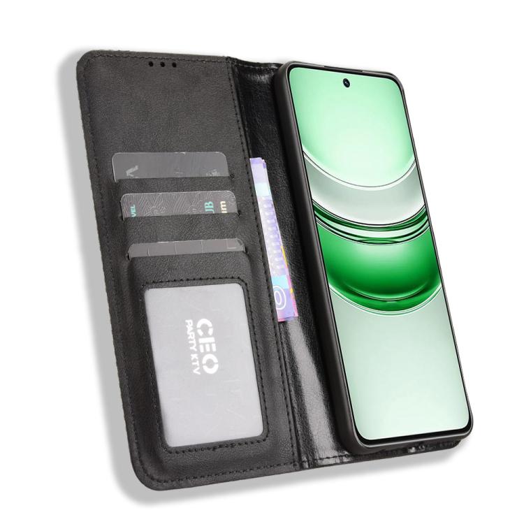 For Realme 14x 5G Malaysia / V70 Magnetic Buckle Retro Texture Leather Phone Case