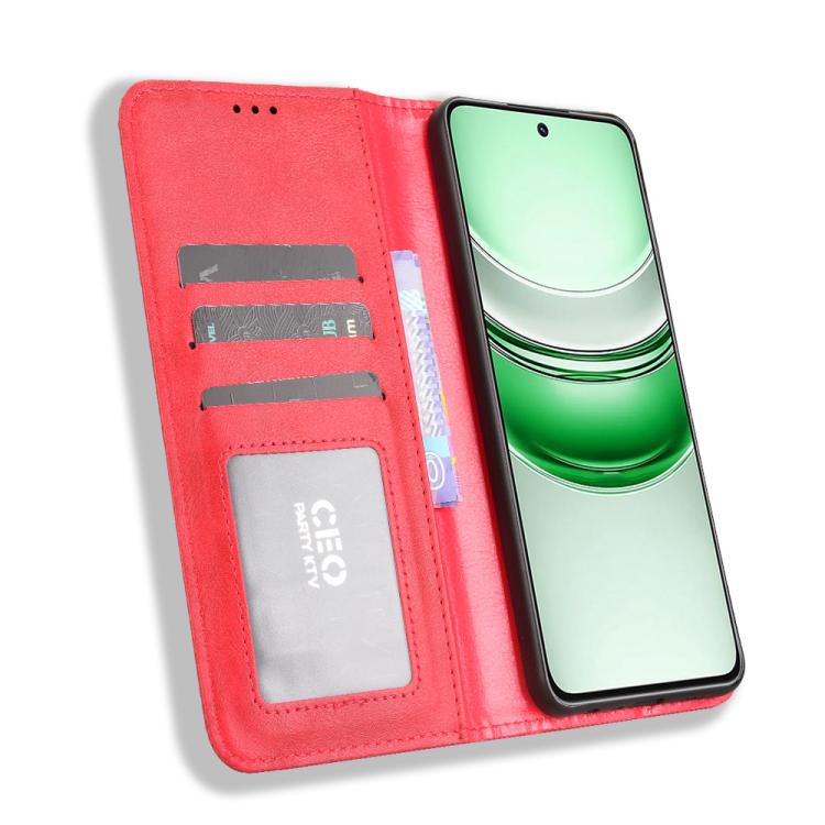 For Realme 14x 5G Malaysia / V70 Magnetic Buckle Retro Texture Leather Phone Case