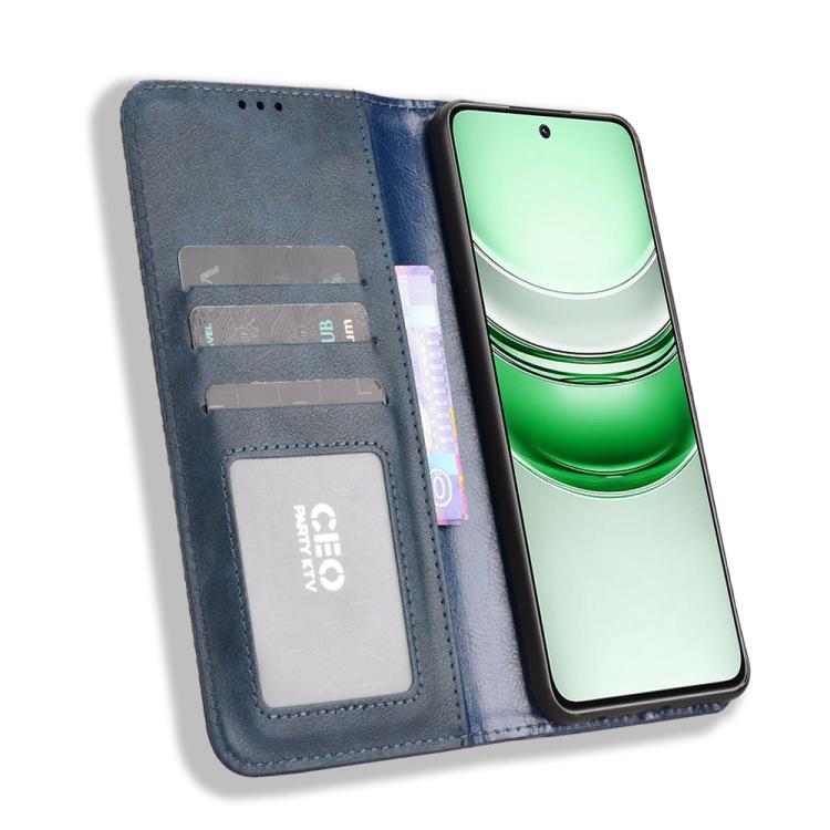 For Realme 14x 5G Malaysia / V70 Magnetic Buckle Retro Texture Leather Phone Case