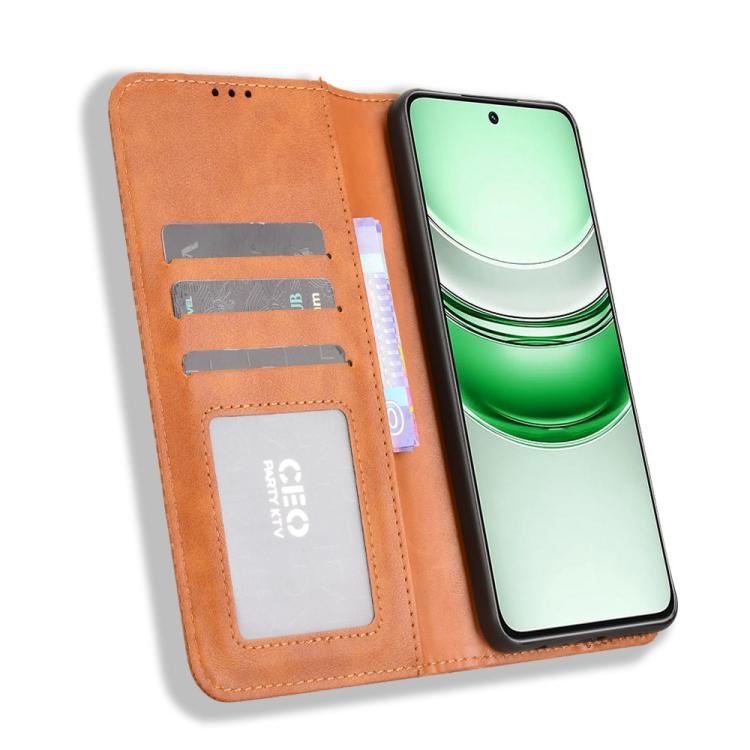 For Realme 14x 5G Malaysia / V70 Magnetic Buckle Retro Texture Leather Phone Case