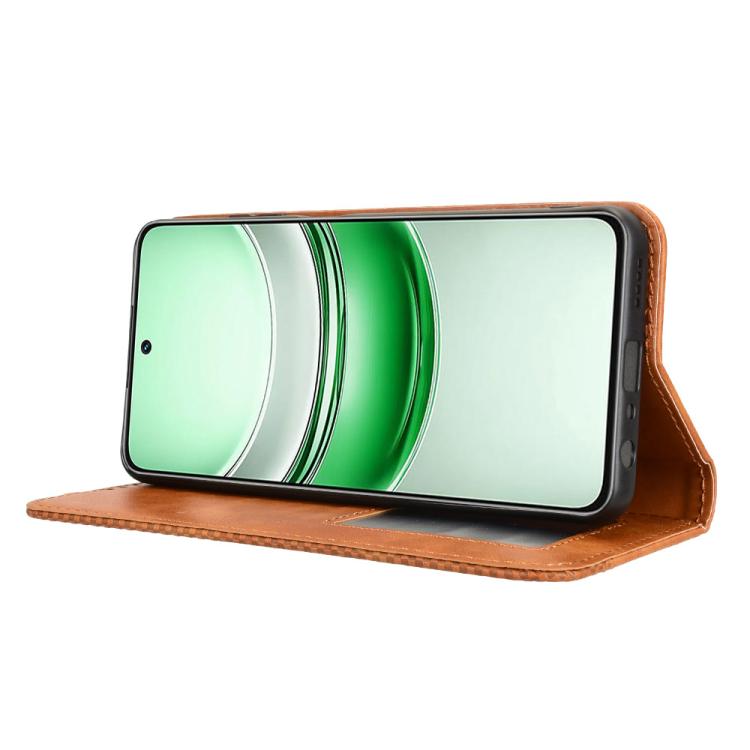 For Realme 14x 5G Malaysia / V70 Magnetic Buckle Retro Texture Leather Phone Case