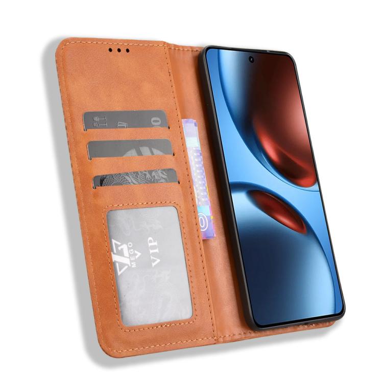 For Realme GT 7 5G Magnetic Buckle Retro Texture Leather Phone Case