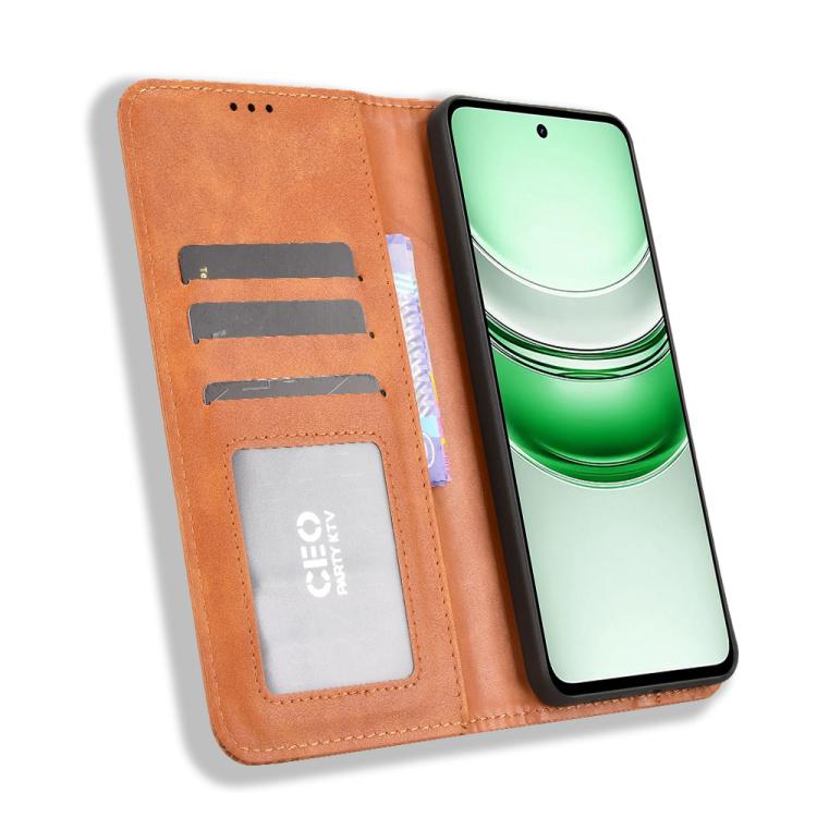 For Realme C71 4G Magnetic Buckle Retro Texture Leather Phone Case