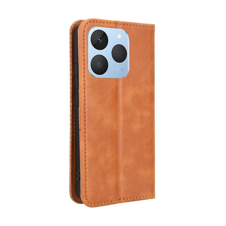 For Realme 15T 5G Magnetic Buckle Retro Texture Leather Phone Case