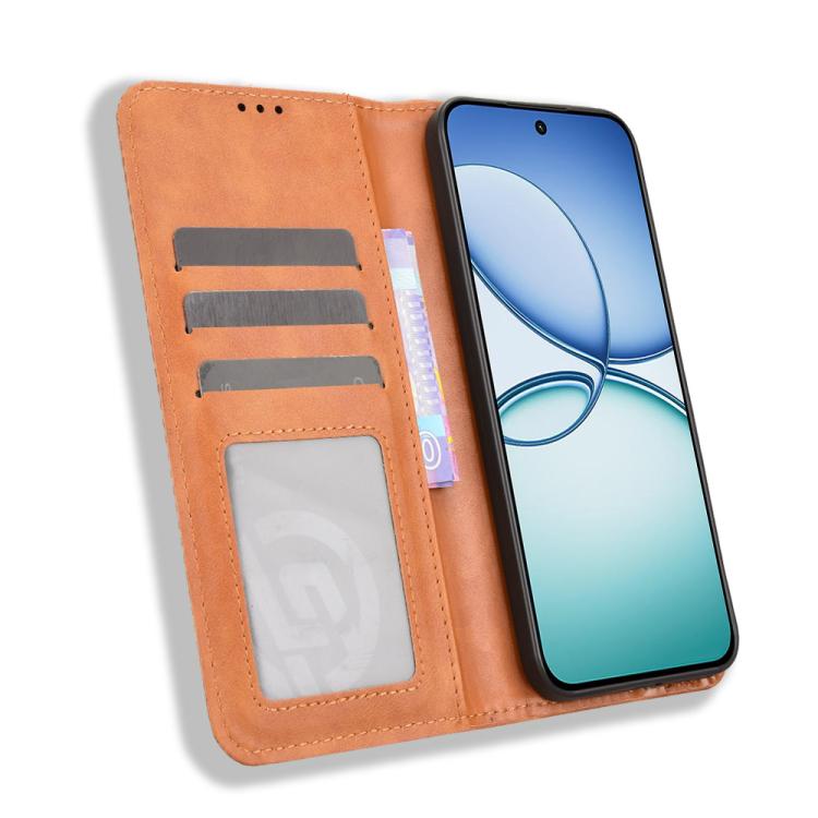 For Realme 15T 5G Magnetic Buckle Retro Texture Leather Phone Case