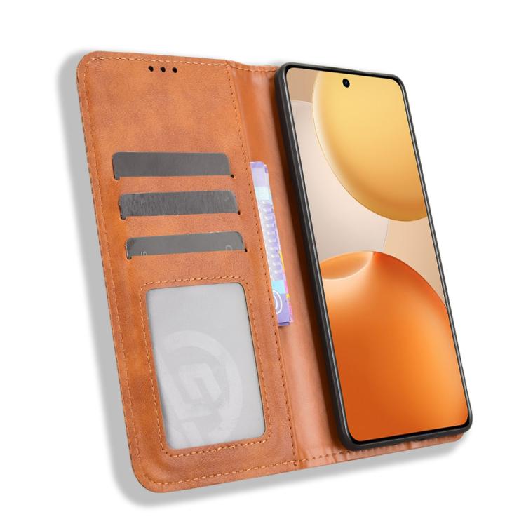 For Realme P4 5G Magnetic Buckle Retro Texture Leather Phone Case