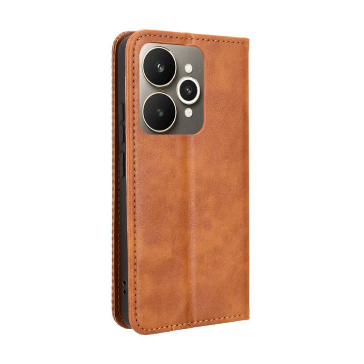 For Realme 15 SEA Magnetic Buckle Retro Texture Leather Phone Case