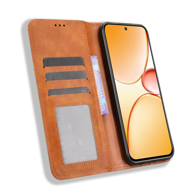 For Realme C85 Pro 4G Magnetic Buckle Retro Texture Leather Phone Case
