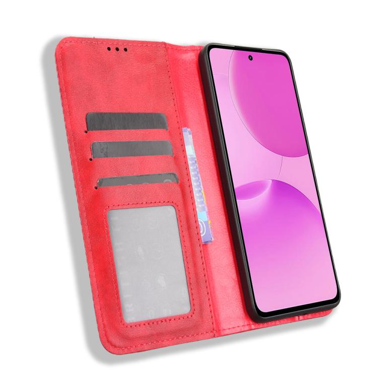 For Realme P4x 5G Magnetic Buckle Retro Texture Leather Phone Case