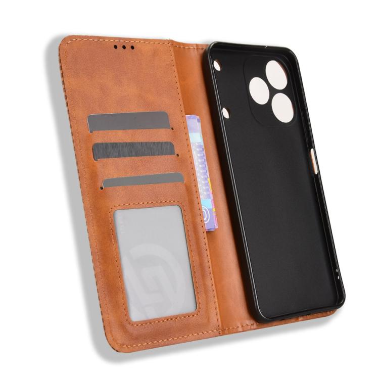 For Realme Note 80 4G Magnetic Buckle Retro Texture Leather Phone Case
