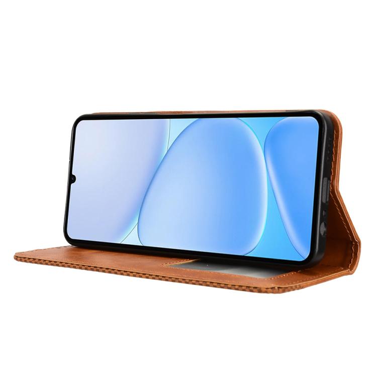 For Realme Note 80 4G Magnetic Buckle Retro Texture Leather Phone Case