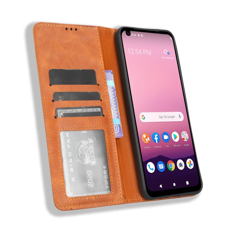 For Orbic Magic 5G R678EL Magnetic Buckle Retro Texture Leather Phone Case