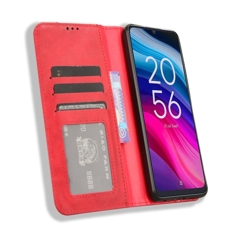 For TCL 50 SE 4G Magnetic Buckle Retro Texture Leather Phone Case