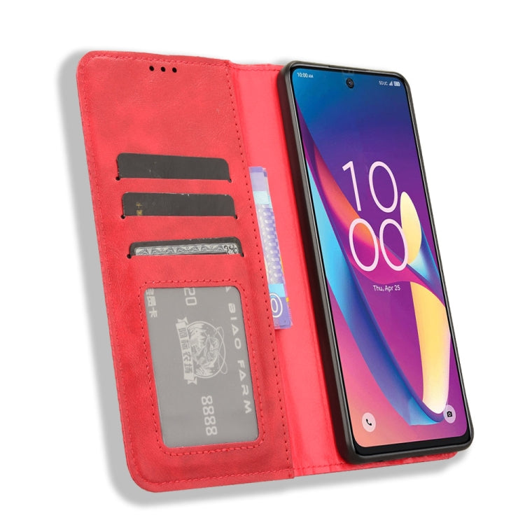 For TCL 50 XL 5G Magnetic Buckle Retro Texture Leather Phone Case