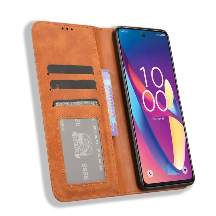 For TCL 50 XL 5G Magnetic Buckle Retro Texture Leather Phone Case