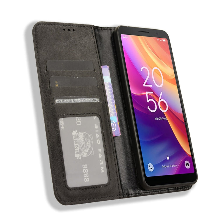 For TCL 501 4G Magnetic Buckle Retro Texture Leather Phone Case