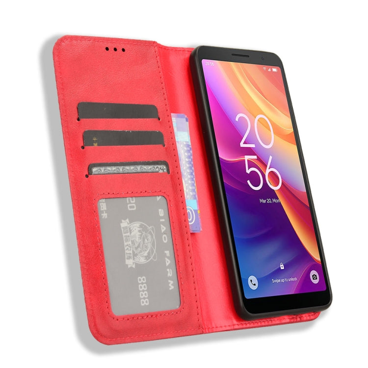For TCL 501 4G Magnetic Buckle Retro Texture Leather Phone Case