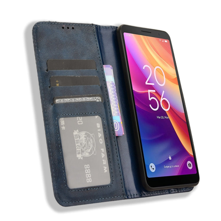 For TCL 501 4G Magnetic Buckle Retro Texture Leather Phone Case