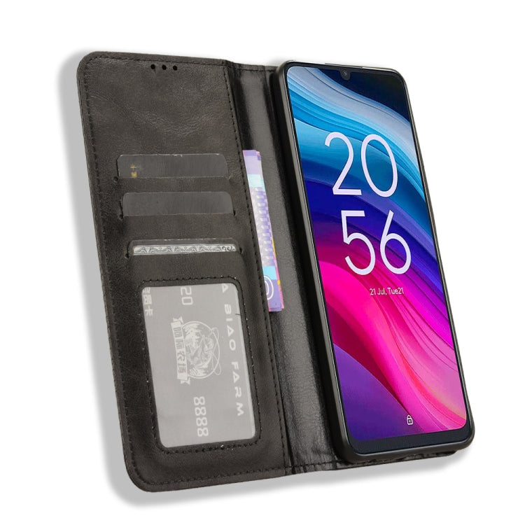 For TCL 505 4G Magnetic Buckle Retro Texture Leather Phone Case
