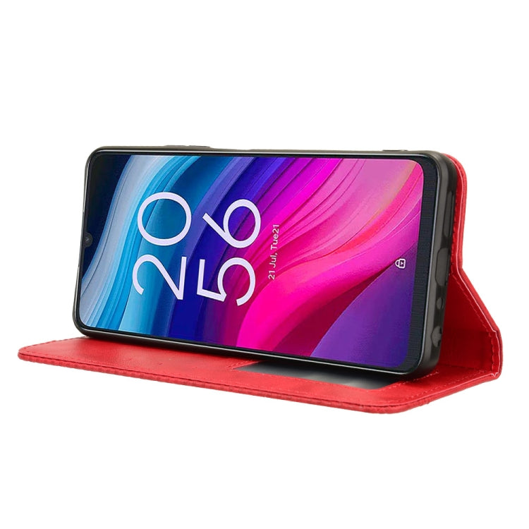 For TCL 505 4G Magnetic Buckle Retro Texture Leather Phone Case