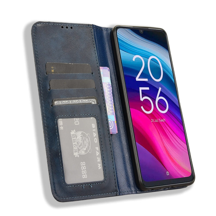 For TCL 505 4G Magnetic Buckle Retro Texture Leather Phone Case