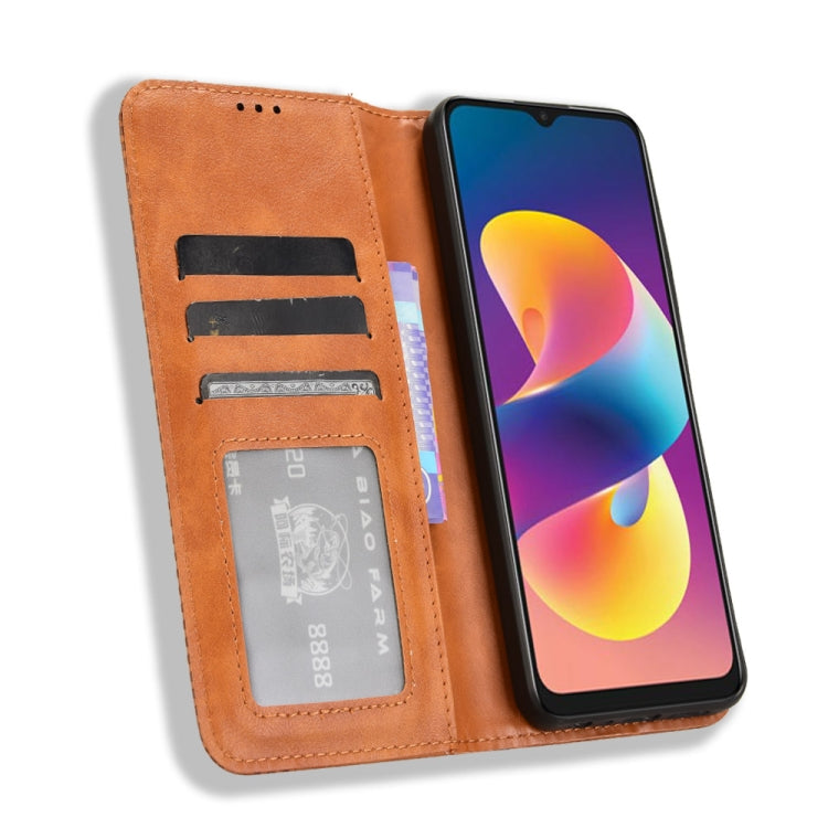 For TCL 50 LE Magnetic Buckle Retro Texture Leather Phone Case