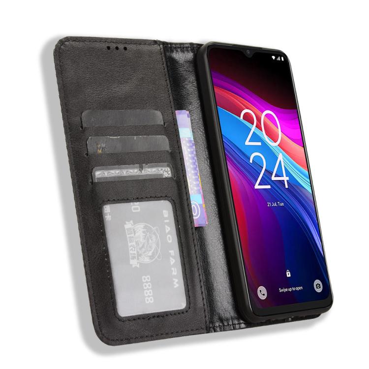 For TCL 503 Magnetic Buckle Retro Texture Leather Phone Case