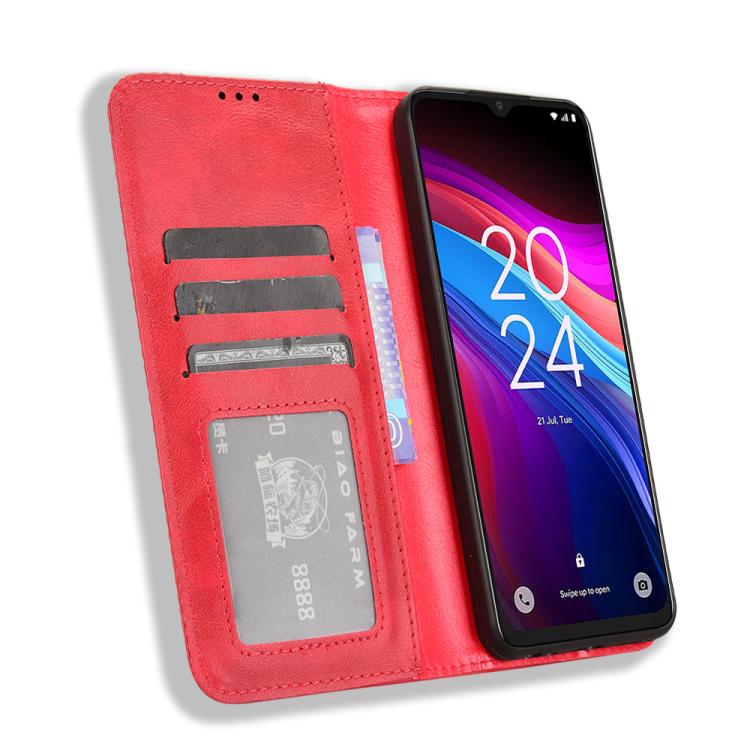 For TCL 503 Magnetic Buckle Retro Texture Leather Phone Case