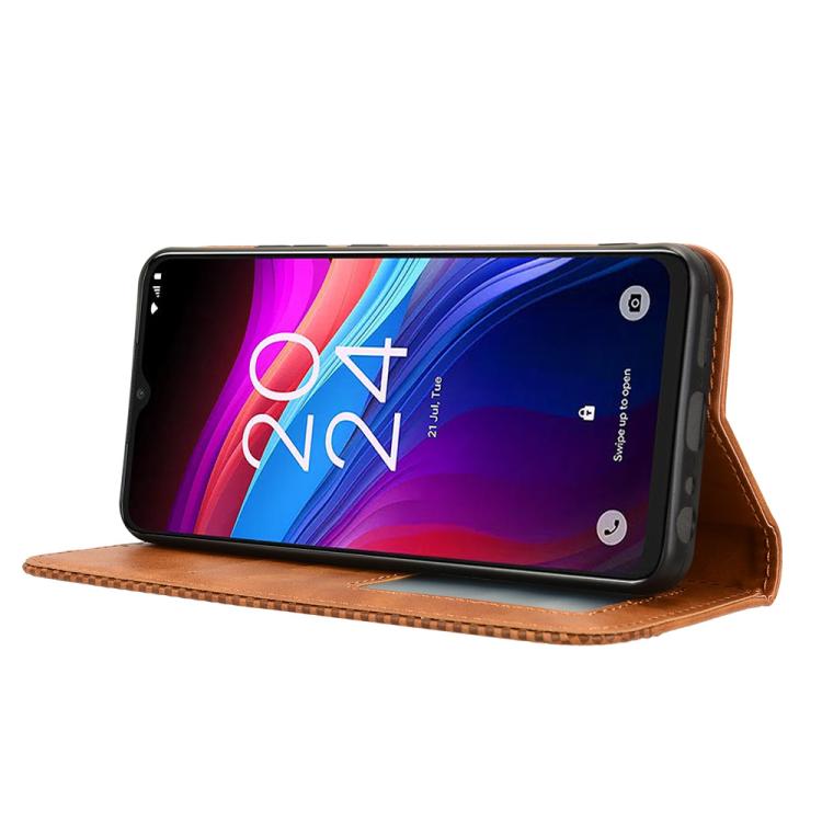 For TCL 503 Magnetic Buckle Retro Texture Leather Phone Case