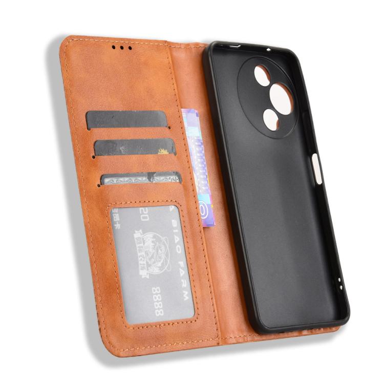 For TCL 60R 5G Magnetic Buckle Retro Texture Leather Phone Case