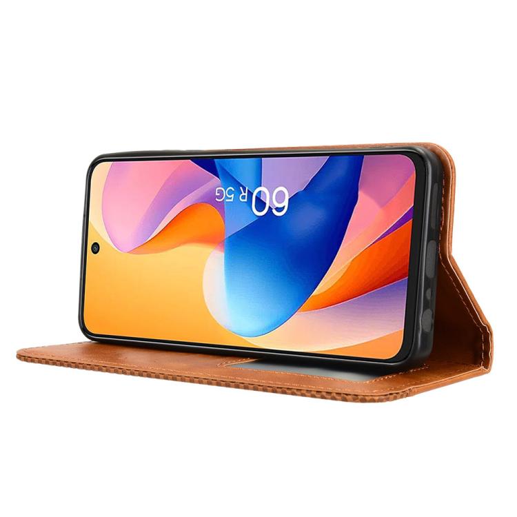 For TCL 60R 5G Magnetic Buckle Retro Texture Leather Phone Case
