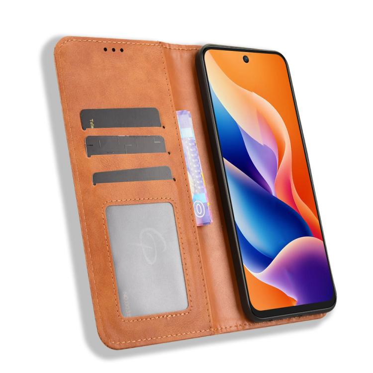 For TCL 605 / 60 SE Magnetic Buckle Retro Texture Leather Phone Case