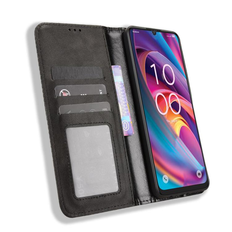 For TCL K32 5G / K33 5G Magnetic Buckle Retro Texture Leather Phone Case