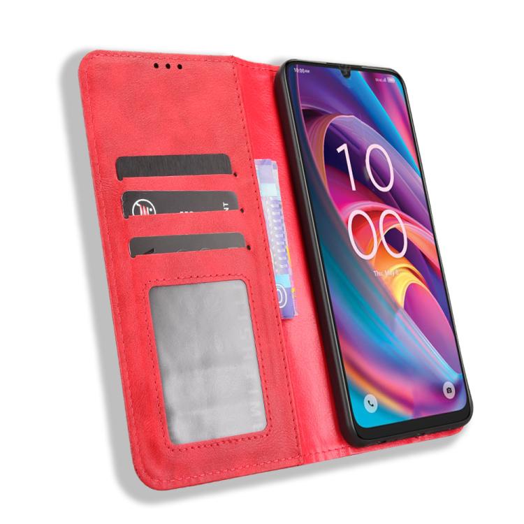 For TCL K32 5G / K33 5G Magnetic Buckle Retro Texture Leather Phone Case