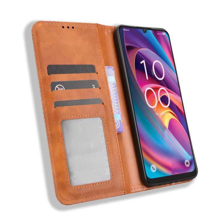 For TCL K32 5G / K33 5G Magnetic Buckle Retro Texture Leather Phone Case