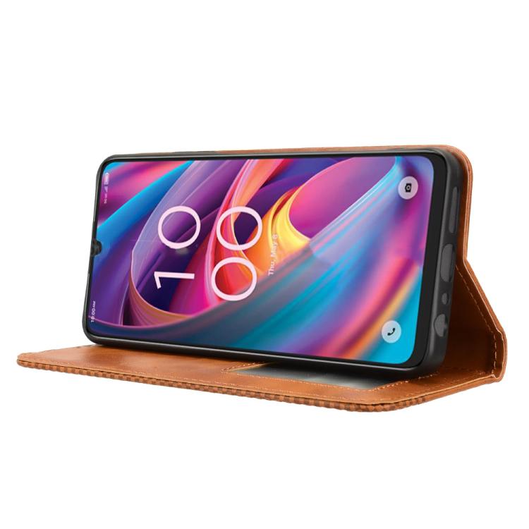 For TCL K32 5G / K33 5G Magnetic Buckle Retro Texture Leather Phone Case