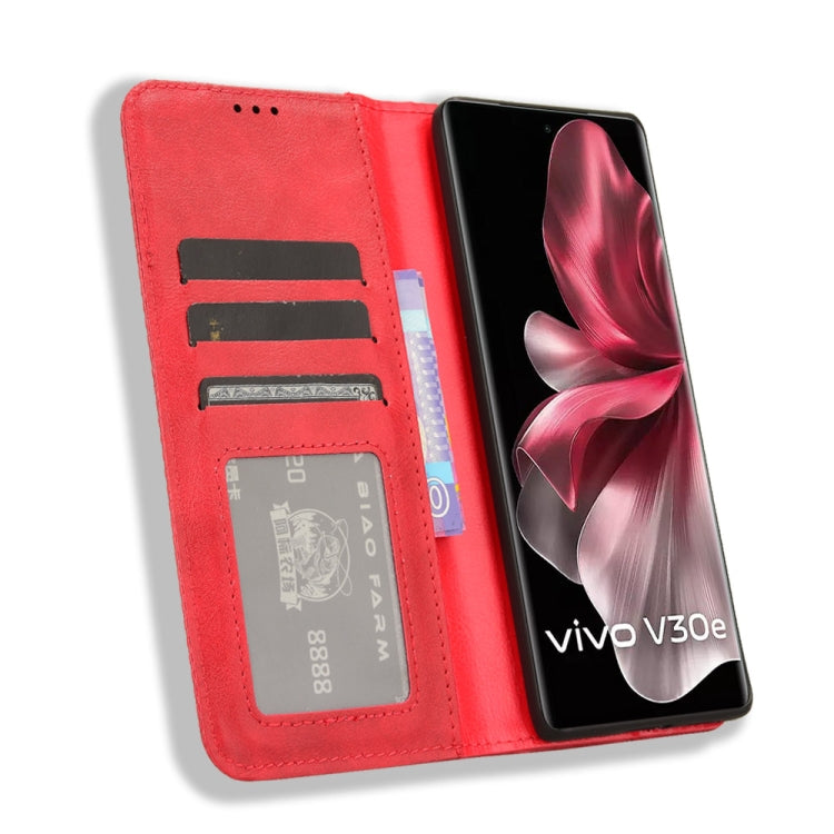 For vivo V30e 5G / V40 Lite 5G Magnetic Buckle Retro Texture Leather Phone Case