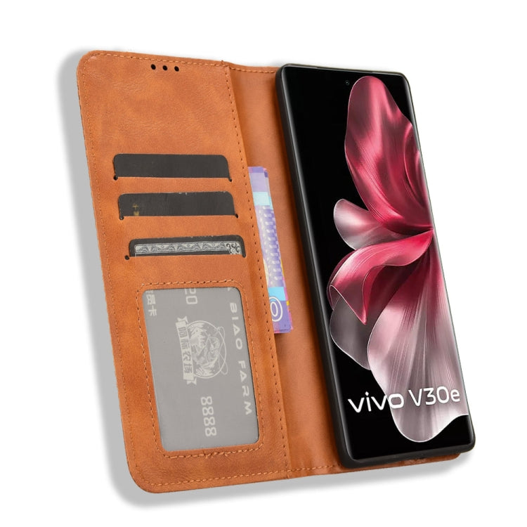 For vivo V30e 5G / V40 Lite 5G Magnetic Buckle Retro Texture Leather Phone Case