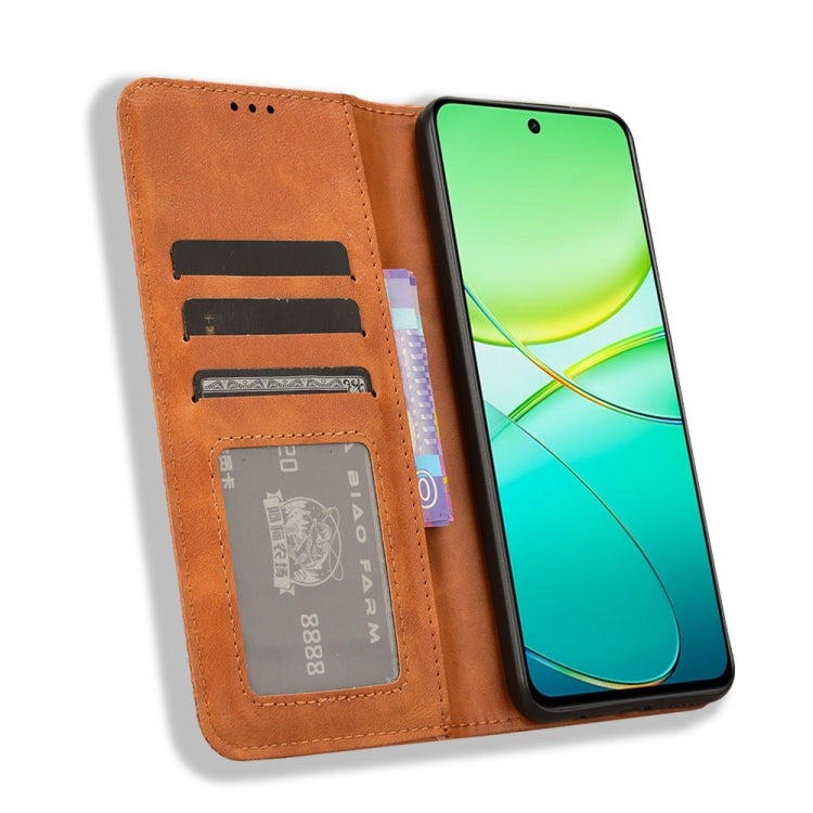 For vivo Y38 5G / Y200i 5G Magnetic Buckle Retro Texture Leather Phone Case