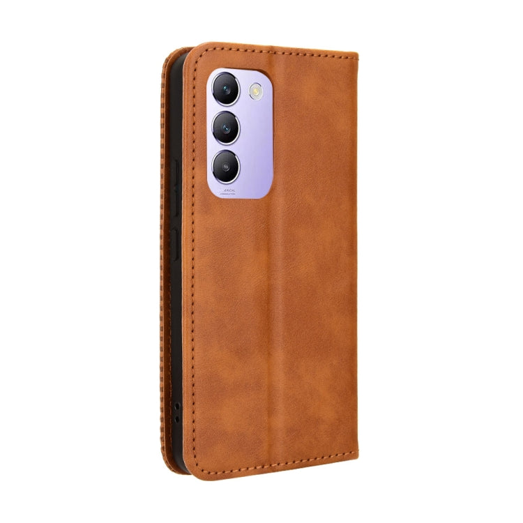 For vivo Y200e 5G / Y100 5G IND Magnetic Buckle Retro Texture Leather Phone Case