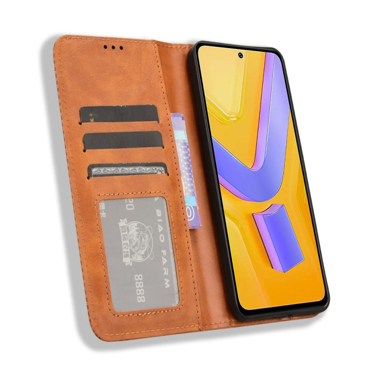 For vivo Y200e 5G / Y100 5G IND Magnetic Buckle Retro Texture Leather Phone Case