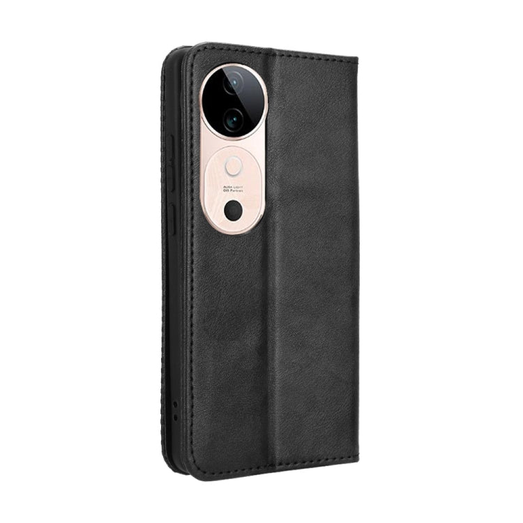 For vivo S19 5G Magnetic Buckle Retro Texture Leather Phone Case