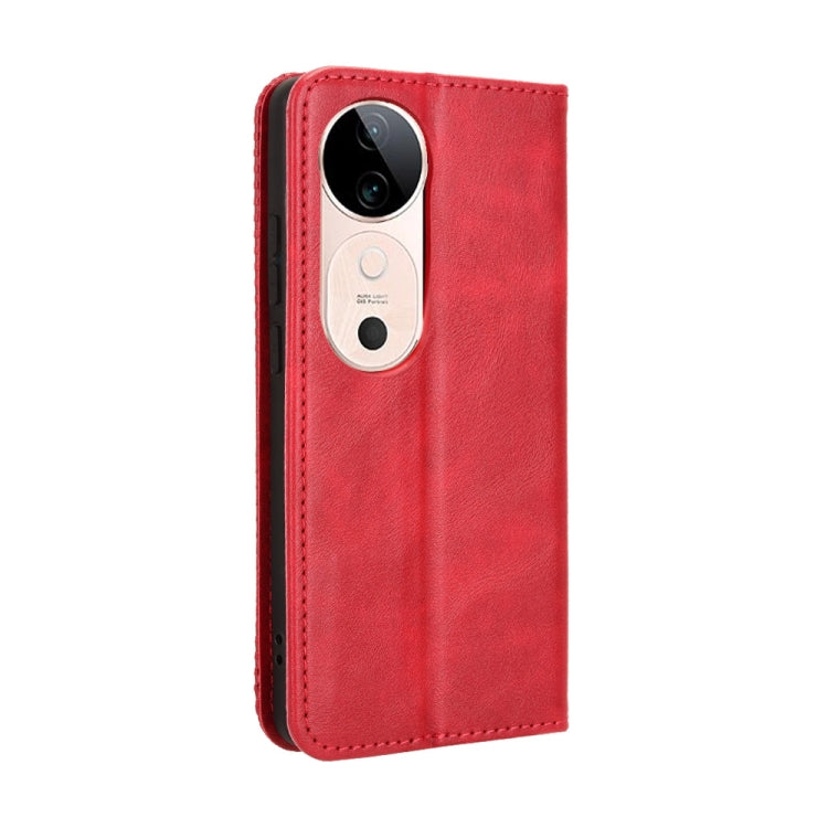 For vivo S19 5G Magnetic Buckle Retro Texture Leather Phone Case