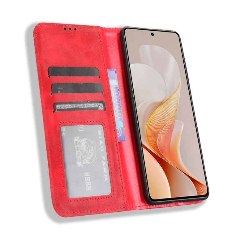 For vivo S19 5G Magnetic Buckle Retro Texture Leather Phone Case